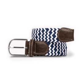 Swole Panda Recycled Woven Adjustable Belt Large - Navy & White Zigzag