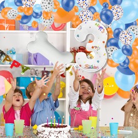 118Pcs Blue Birthday Decorations, 3th Blue Birthday Party Supplies Balloons Garland,Dog Paw Balloons Garland Kit for Boys Girls Baby Shower Blue Theme Birthday Party Decorations