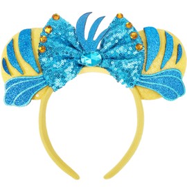 POGDIK POGDIK Mouse Ears Headband, Sparkle Bow Headband for Women Girls Boys, Sequin Party Hair Accessories (Flounder Ears)