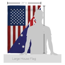 Breeze Decor - US Australia Friendship Flags of The World - Everyday Impressions Decorative Vertical House Flag 28" x 40" Printed in USA
