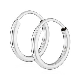 NKlaus Pair of 585 Gold White Gold Hoop Earrings 13 mm Earrings 1.9 mm Thickness Round 2570, Yellow Gold