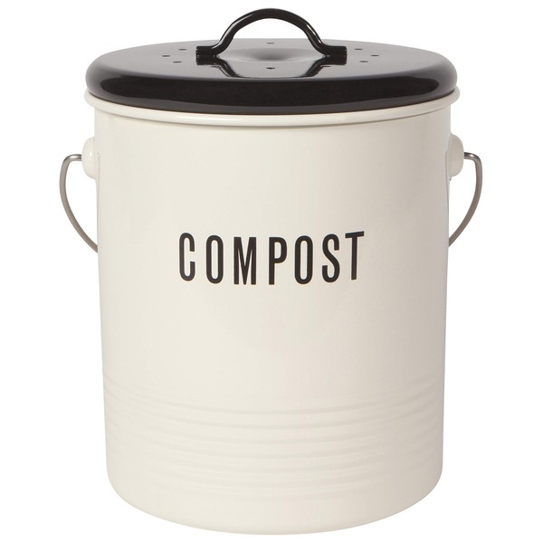 Now Designs - cubeta de Basura para Compost, diseño clásico, Color Marfil