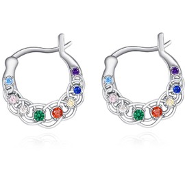 Celtic Knot Earrings Sterling Silver Zircon Hypoallergenic Huggie Hoop Earrings for Women Irish Celtic Jewelry for Women Irish Gifts for Birthday Valentine's Day Christmas, Sterling Silver, Cubic Zirconia