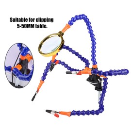 Helping Hands Soldering, Aluminium Five Arm Soldering Station with Magnifying Glass Welding Repair Tool(With Fan)