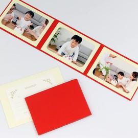 Yamada Bratwurst Paper Store Solid Cover Photo Paper 2l Size 3 Surface Horizontal with Envelopes, messe-zika-dotuta , red