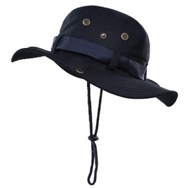 Surblue Boonie Sun Hat Windproof Fishing Hat UPF 50+ UV Protection Safari Cap Portable Outdoor Hat for Men Women, Navy