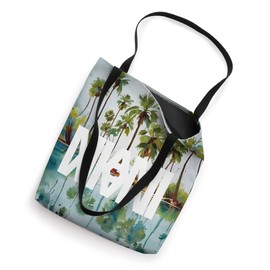 Miami Florida Palm Trees Scenic View Watercolor South Beach Tote Bag