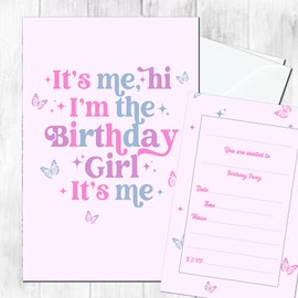 Pop Girl It's Me Party Invites Birthday Invitations & Envelopes (WRITE ON) New (Pack of 20 with envelopes)