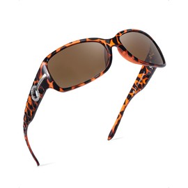 LVIOE Women's Polarised Vintage Large Wraparound Design Sunglasses with UV400 Protection, Tortoiseshell