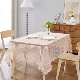 Warm Home Designs Oblong Tablecloth 60 x 120 Inches. Champagne Tablecloth Features Geometric Design. Lace Modern Tablecloth is Perfect as Holiday Tablecloth or Banquet Tablecloth. RIT Linen 120
