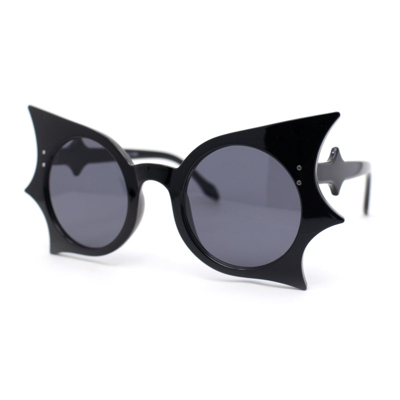 Womens Exaggerated Bat Wing Shape Round Circle Lens Sunglasses All
