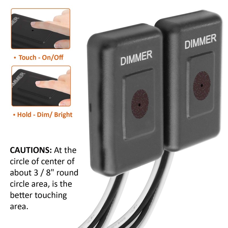 Facon 12Volt Touch Double Dimmer Switch,100W Max, PWM Wall Mount
