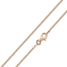 Materia Women's Necklace Rose Gold 925 Sterling Silver Snake Chain 1.2 mm 18 K Rose Gold Plated in 40-70 cm, Rose Gold Plated