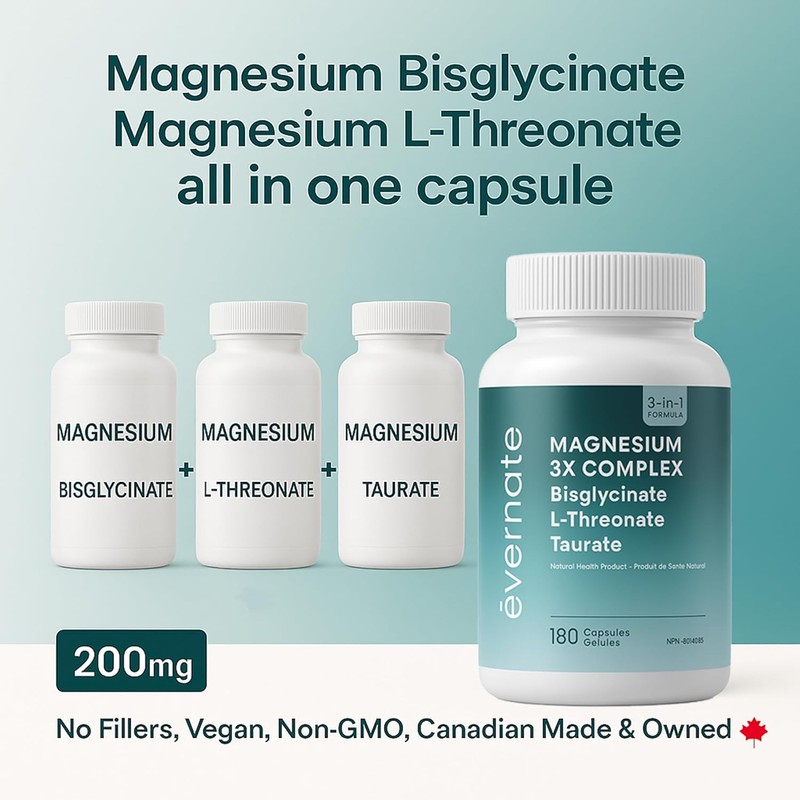 Magnesium 3X Complex – Bisglycinate, L-Threonate & Taurate – 3-in-1