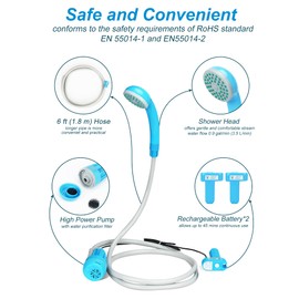 innhom Portable Shower Camping Shower Outdoor Camp Shower Pump, Electric Rechargeable Portable Camping Shower, Powered by Rechargeable Battery