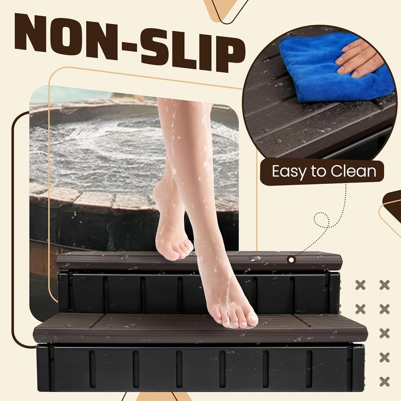 HECASA Hot Tub Steps Outdoor Spa Steps with Storage, Hot