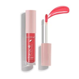 Gizzene Lip Oil Stain with Vitamin E & Shea Butter – Non Sticky Hydrating Tinted Lip Oil for Dry Lips – Lip Gloss with Glossy Finish for Healthy, Fuller Lips – Red Candy Flavour (1 oz.) (Dark Pink)