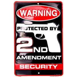 HangTme Warning Protected By 2nd Amendment Security 8 X 12 Metal Sign