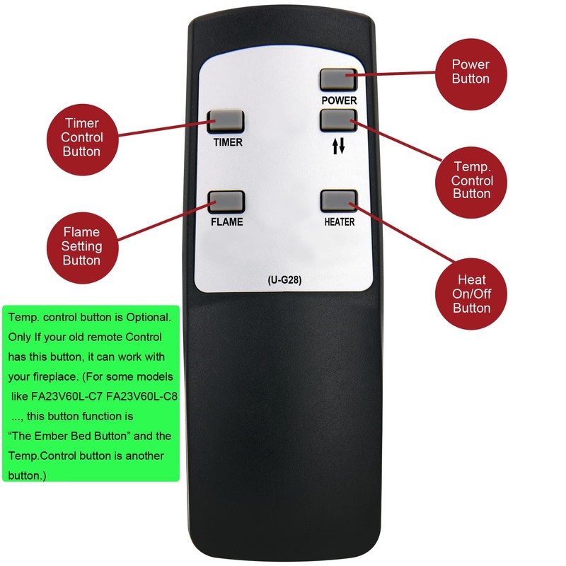 Replacement for Altra Flame AltraFlame Electric Fireplace Heater Remote Control