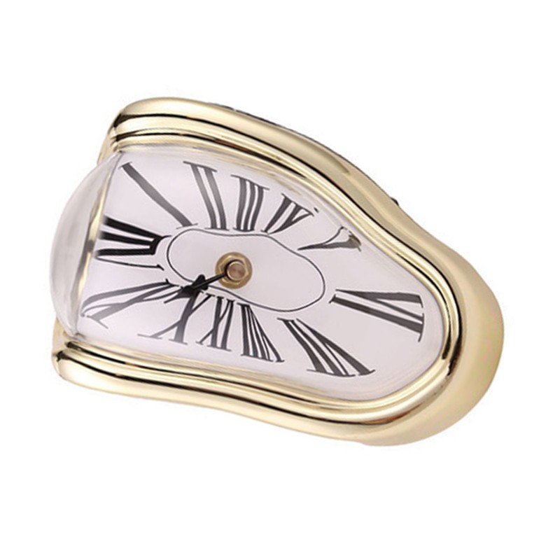 Melting Clock Plastic Retro Decorative Electroplated Metal Paint Desk Table