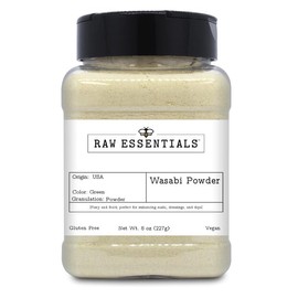 Wasabi Powder - Fiery and Bold - Perfect for Sushi, Dressings, and Dips - Gluten Free and Vegan - 8oz Container