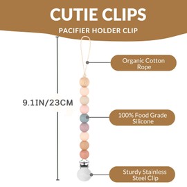 BebeBiu 2 Pack Pacifier Clips, Silicone Pacifier Clip for Baby Boys and Girls, Baby Pacifier Strap with Silicone Beads, Soother Dummy Holder, Pacifier Holder, Keeps Pacifier Clean (Wilderness/Ether)