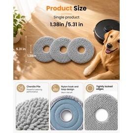 8 Pack Mop Pads for Roborock Q Revo/Qrevo MaxV/Qrevo S/Qrevo PRO/Qrevo PLUS/Qrevo Master/QV 35A/QV 35S/Qrevo slim/Qrevo Curv/Qrevo Edge/Qrevo C Robot Vacuum Cleaner Mop Replacement Pad Accessories