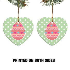 GRAPHICS & MORE Cute Easter Egg Pink with Hearts Heart-Shaped Porcelain Holiday Christmas Tree Ornament - 2.8"