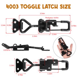 4 Pack Heavy Duty Toggle Clamp Latch,4003 Style 1320lbs Capacity Pull Clamp Black Adjustable Quick Release Hasp Clamps for Smoker Cabinet Boxes Case Trunk Jig,Metal Toggle Latch Catch Set