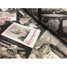 Marilyn Monroe Cotton Fabric Black & White Fashion Magazine Textile - Dressmaking, Curtains, Light Upholstery Material - 135cm Wide (1 METRE)