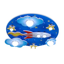 LIAPDG Star Rocket LED Ceiling Light, Kids Cloud Lamp for Bedrooms Creative Cartoon Star Ceiling Light Dimmable Planet for Home, Office, Nursery Three Modes Lighting Area 8-15 M²