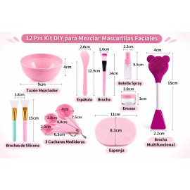 12 Pzs Kit Mascarilla Facial Bowl Brochas Y Frasco