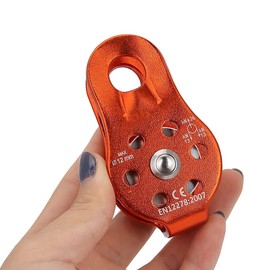 Mobile Side Plate Pulley Movable Downhill Pulley 26KN Side Swing Single Pulley Single Pulley for Rock Climbing, Tyrolean, Rescue Lifting, Zipline etc. (Orange)