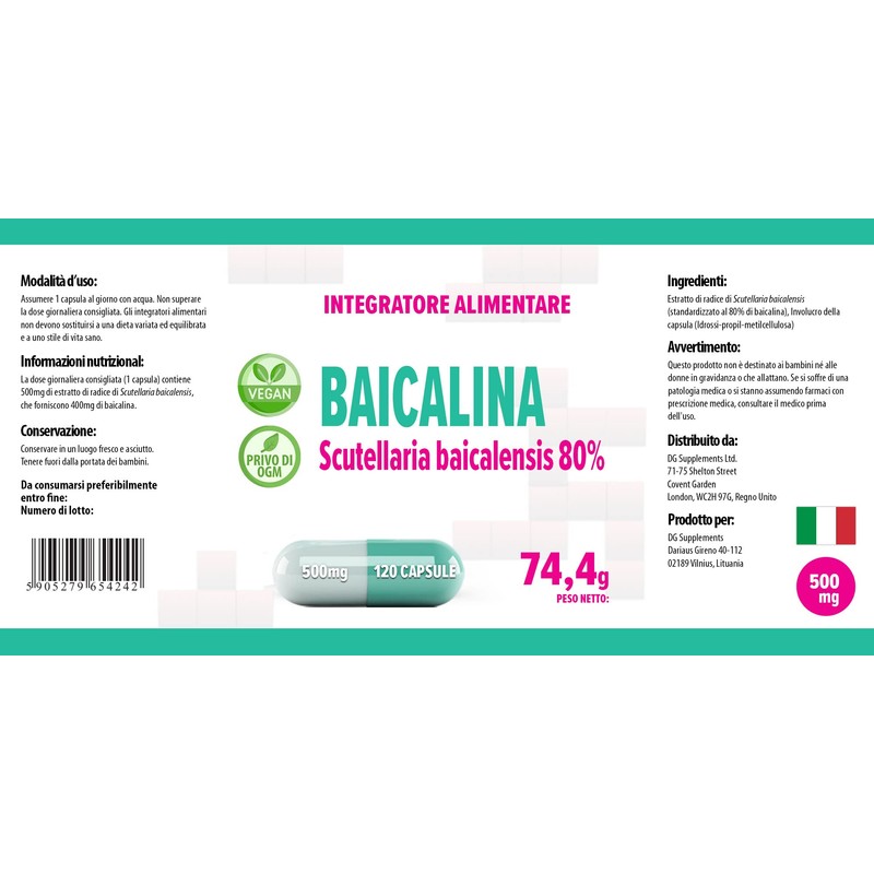 Hepatica Baicalin (Scutellaria baicalensis) Chinese Skullcap 500mg 120 Vegan Capsules,