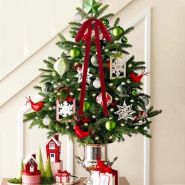 Velvet Ornaments Christmas Tree Bows - 6 Pcs Red Christmas Bows for Gift Wrapping Crafts15 x 23 Inch Crafts Holiday Decor for Tree Garland Topper Wedding Party Home Decorations Indoor DiliComing