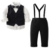 amokk Baby Boy Formal Wear Suits Bow Tie and Suspenders