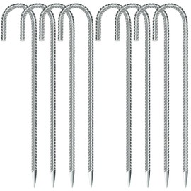 KOOOGEAR 8 Stück Bodenpfähle,Erdanker Bodenanker,30cm Lang J-Haken Zeltnägel Heringe,Zeltnägel Trampolin Haken für Die Sicherung Von Zaun,Zelten,Gartenpfähle,Trampolin,Camping Vordächern