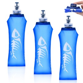 TOATELU Pack of 3 500 ml Foldable Water Bottle, Soft Flask, TPU Water Bottle, BPA-Free, Sports Bottle for Hiking, Hydration Backpack, Jogging, Biking, Camping and Climbing (Blue, 500 ml)