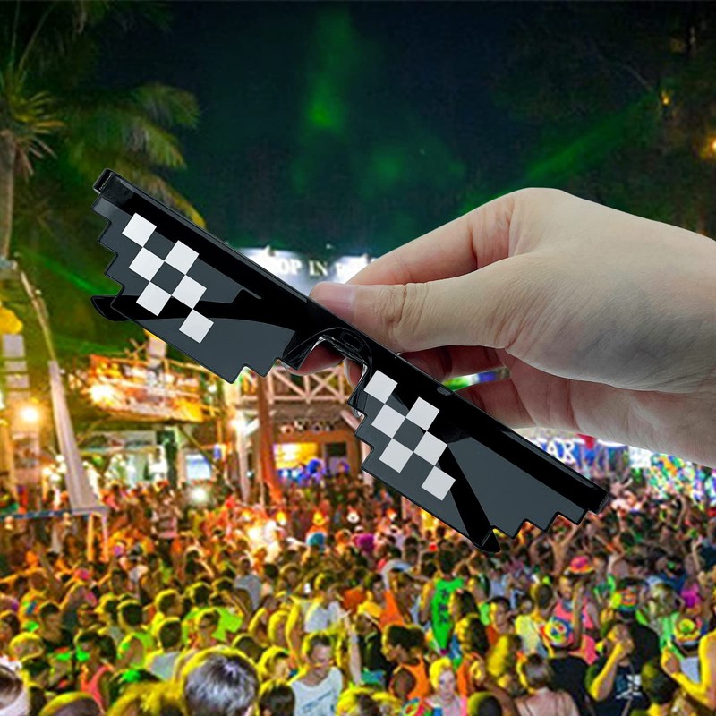 [Lorigun] Thug Life Sunglasses Pixel Mosaic Glasses Party Glasses MLG