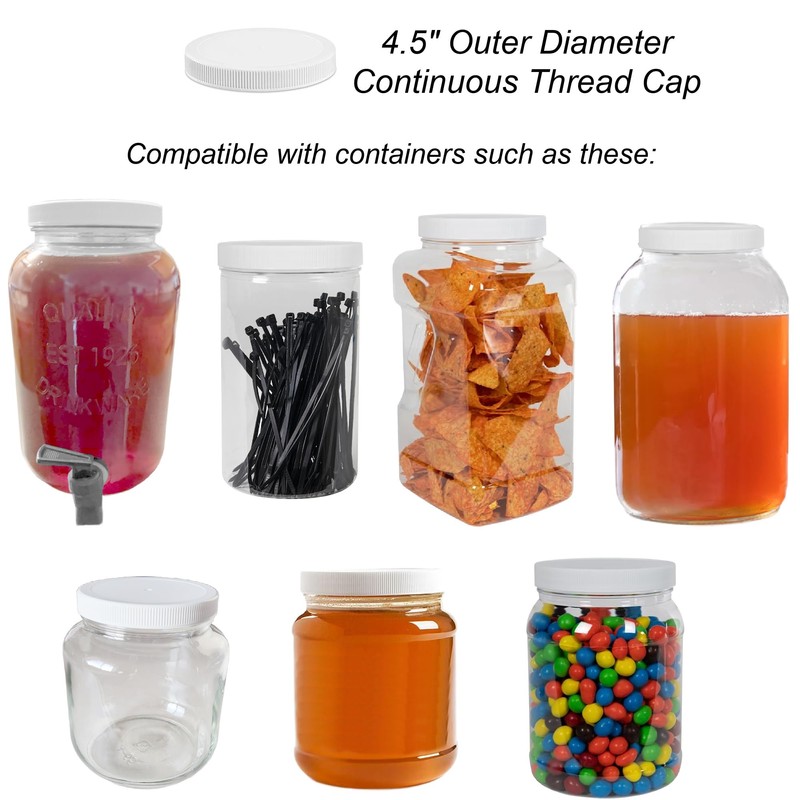 Lid for 1-Gallon and 1/2-Gal Size Plastic/Glass Storage Containers, Jars