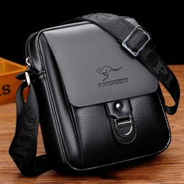 Pawleso Men's Leather Bag, Men's Shoulder Bag, Men's Leather Bag for Tablet, Plain Bag, Office Bag, Vintage Messenger Bag, black, Contemporary