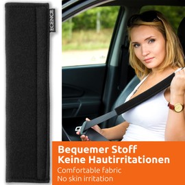 ECENCE 2X Gurtschutz Polsterung für Sitzgurt Schulterpolster Gurtschoner Kinder + Erwachsene Gurtkissen Auto Multifunktional für Anschnallgurte PKW + LKW Reisetaschen Schwarz