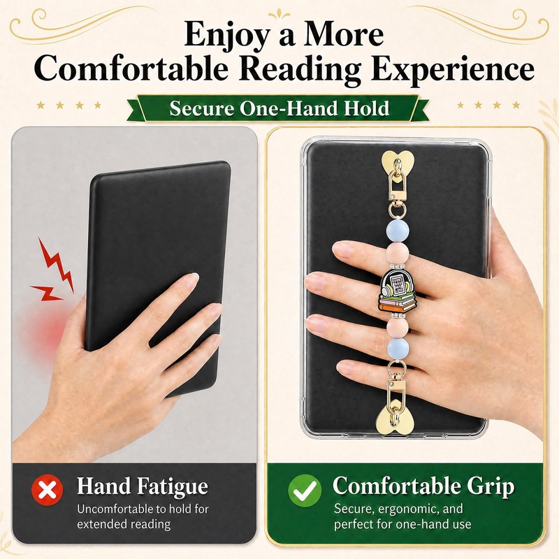 Hand Strap Holder for Kindle Silicone Beaded Reading Theme