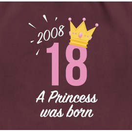 Shirtracer - Gym Bag Backpack - 18th Birthday - Eighteenth Birthday Girl Princess 2005, 09 Bordeaux red