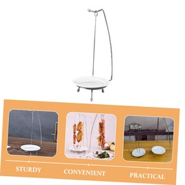 Kichvoe Kebabs Hanger Vertical Skewer Stand 6 Kebabs Spikes With Ceramic Tray Stainless Steel Barbecue Hanging Rack Tripod Base for BBQ Grill Chicken Fish Sausage Display