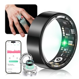 Lozltx Top Smart Ring 【JZ5.0 Chip】Smart Ring 【Military Tested Titanium Design & IP68】 Fitness Ring - 200 Modes for iOS Android Smart Rings for Black #10