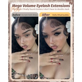 WTVANE 260D Lash Clusters Fluffy Eyelash Clusters 12-24mm Volume Lash Extensions D Curl Individual Lashes Thick Bold Eyelashes Clusters Faux Mink Lashes Mega Volume Eyelashe Extensions for Baddies