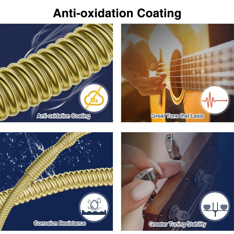 POGOLAB Guitar Strings, Acoustic Guitar Strings, 6 Strings Set, Hexagonal