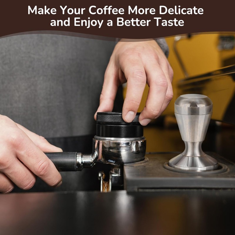 HUATEEN 58mm Coffee Distributor & Tamper,2-in-1 Stainless Steel Espresso Leveler