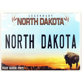 North Dakota License Plate Fridge Collector's Souvenir Magnet 2.5" X 3.5"